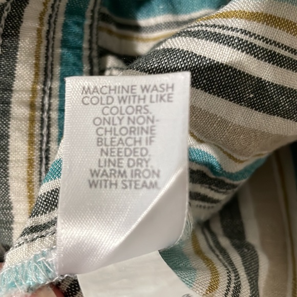 J. Jill Womans Pants Linen Blend Pull-On Tie Waist Tan Striped Petite Medium - Picture 9 of 10